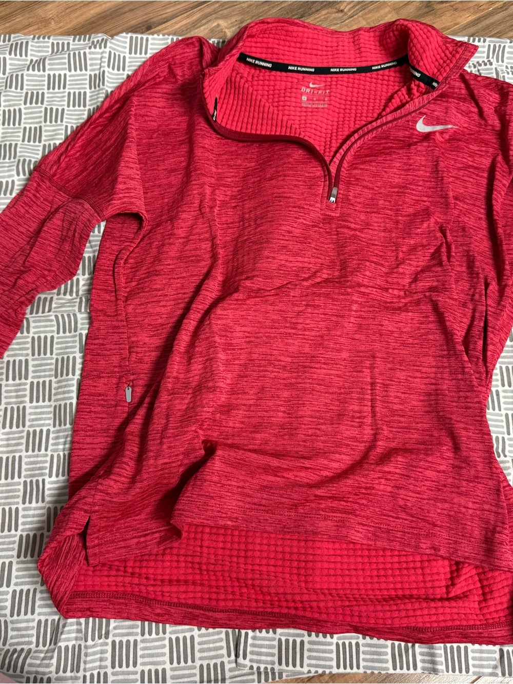 Nike Women's Red Quarter-Zip Dri-FIT Pullover Sweater